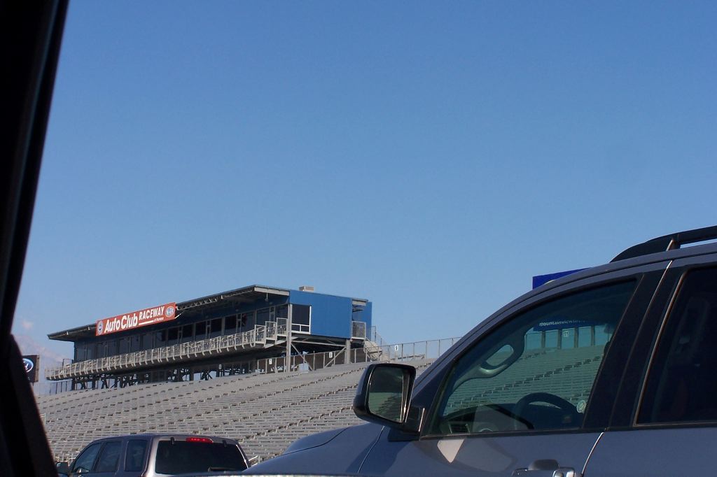 The parking queue snakes through Pomona Speedway.