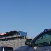 The parking queue snakes through Pomona Speedway.